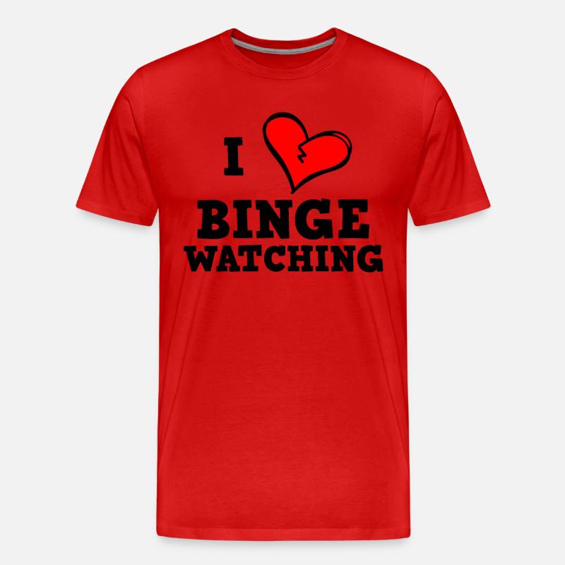 Ich liebe Binge-Watching - Männer Premium Bio T-Shirt - Rot