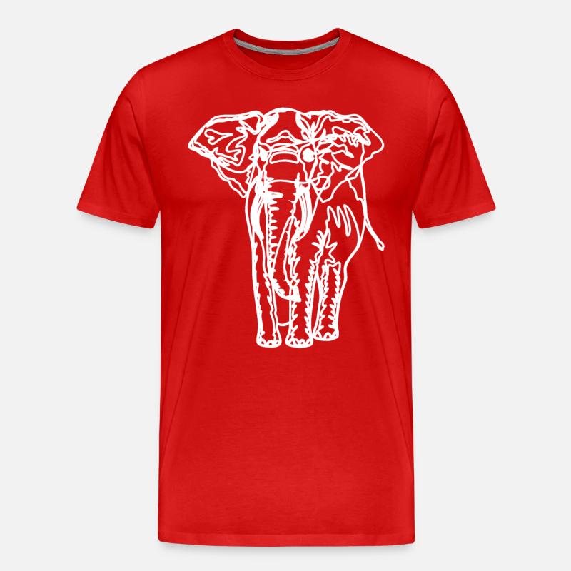 Zeichnung eines Elefanten - Männer Premium Bio T-Shirt - Rot