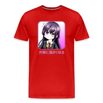 Die Reise von Gleichgültigkeit zu Liebe: Tsundere - Männer Premium Bio T-Shirt - Rot - Vorne - Damien (186cm)