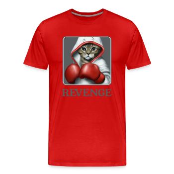 Revenge. The cute boxing cat. Feline - Men's Premium Organic T-Shirt - red - Front - Damien (186cm)