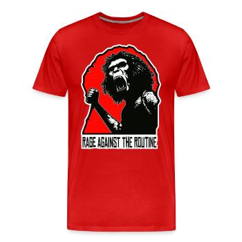 Homo erectus - Wut gegen die Routine - Männer Premium Bio T-Shirt - Rot - Vorne - Damien (186cm)