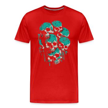 Un mur de crânes verts - T-shirt bio Premium Homme - rouge - Devant - Damien (186cm)