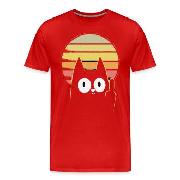 Chat doigt d’honneur - T-shirt bio Premium Homme - rouge - Devant - Damien (186cm)