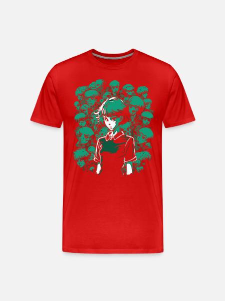 Skull, Bones and Cartoon Girl - Men's Premium Organic T-Shirt - red