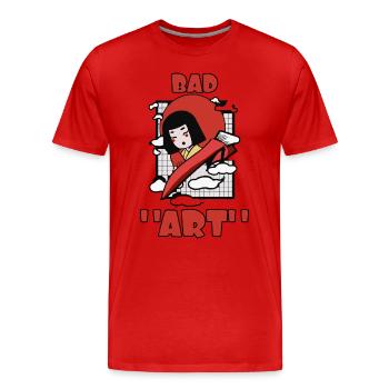 Bad Art Cat Japon Geisha Trash Mess - T-shirt bio Premium Homme - rouge - Devant - Damien (186cm)
