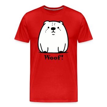 Wuff: Cartoon Hund - Männer Premium Bio T-Shirt - Rot - Vorne - Damien (186cm)
