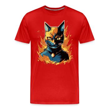 Super paws in action: super cat - Men's Premium Organic T-Shirt - red - Front - Damien (186cm)