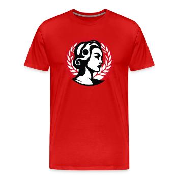 Social Woman Emblem - Men's Premium Organic T-Shirt - red - Front - Damien (186cm)