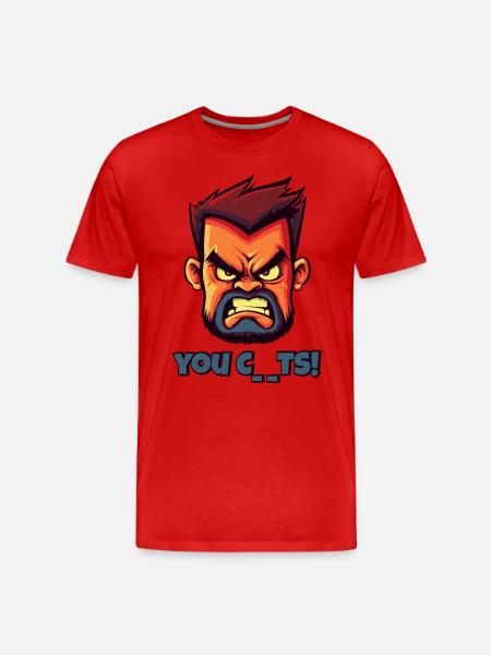 Angry Face Butcher Funny Insult - Men's Premium Organic T-Shirt - red