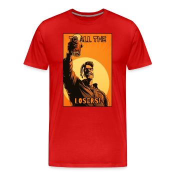 Cheers to all losers - Men's Premium Organic T-Shirt - red - Front - Damien (186cm)