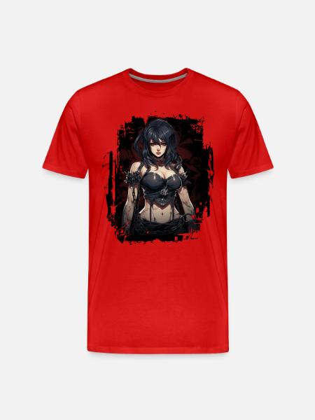 Fittes Gothic Mädchen - Männer Premium Bio T-Shirt - Rot