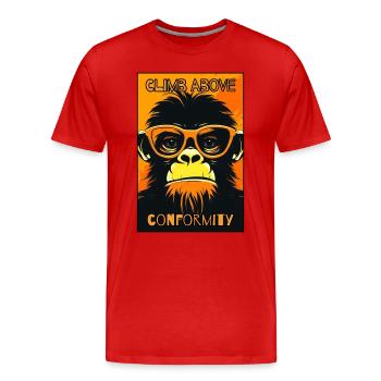 Surmonter la conformité : singe frissonnant - T-shirt bio Premium Homme - rouge - Devant - Damien (186cm)