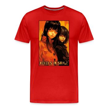 Rebellen mit Stil: Anime-Mädchen - Männer Premium Bio T-Shirt - Rot - Vorne - Damien (186cm)
