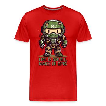 Life is short – make it epic - Men's Premium Organic T-Shirt - red - Front - Damien (186cm)