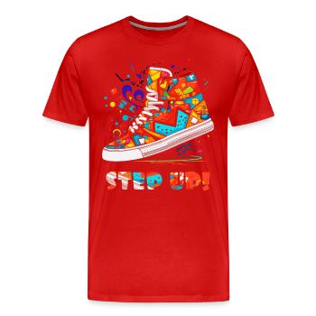 Hearts, love and sneakers, a colorful sneaker - Men's Premium Organic T-Shirt - red - Front - Damien (186cm)