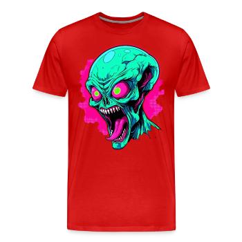 Angry Alien Invasion - Men's Premium Organic T-Shirt - red - Front - Damien (186cm)
