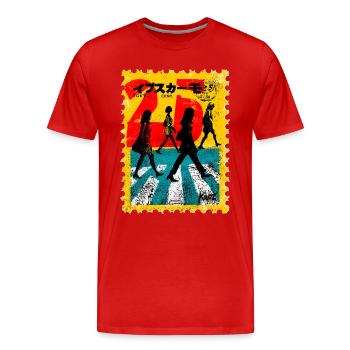 Tokio Zebrastreifen – Retro Briefmarke - Männer Premium Bio T-Shirt - Rot - Vorne - Damien (186cm)