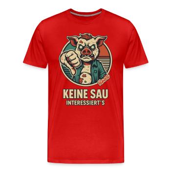 Daumen runter: Keine Sau interessiert's - Männer Premium Bio T-Shirt - Rot - Vorne - Damien (186cm)
