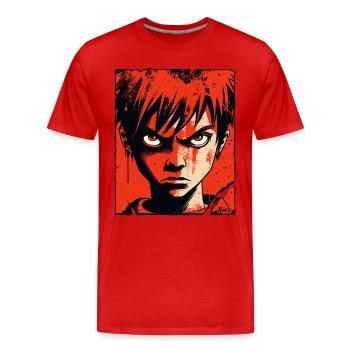 Wütender Junge im roten Comic-Stil - Männer Premium Bio T-Shirt - Rot - Vorne - Damien (186cm)