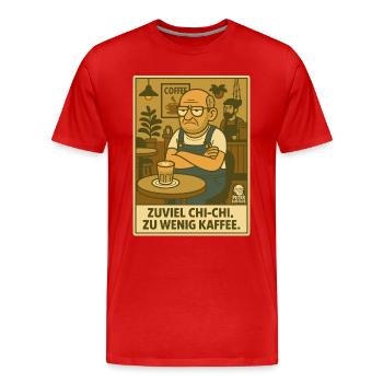 Peter apathique dans trop de chi-chi, trop peu de café - T-shirt bio Premium Homme - rouge - Devant - Damien (186cm)