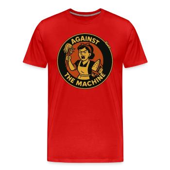 Tâches ménagères : la femme au foyer contre la machine ! - T-shirt bio Premium Homme - rouge - Devant - Damien (186cm)