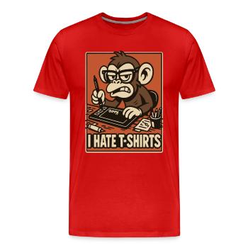 Singe en colère sur tablette de dessin style bande dessinée - T-shirt bio Premium Homme - rouge - Devant - Damien (186cm)