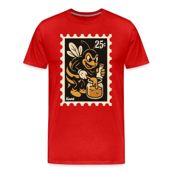 Abeille comique avec du miel dans un bocal - T-shirt bio Premium Homme - rouge - Devant - Damien (186cm)