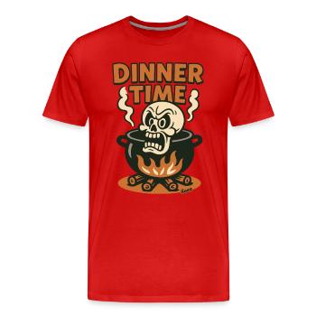 Crâne en colère dans la marmite pour le dîner - T-shirt bio Premium Homme - rouge - Devant - Damien (186cm)