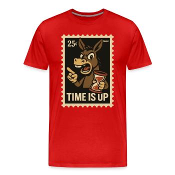 Esel mit Sanduhr auf Postkarte - Männer Premium Bio T-Shirt - Rot - Vorne - Damien (186cm)