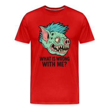 Punk Pigs Tête de Monstre Avec Dicton - T-shirt bio Premium Homme - rouge - Devant - Damien (186cm)