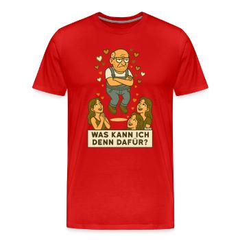 Grantiger Mann wird verehrt schwebt mit Herzchen - Männer Premium Bio T-Shirt - Rot - Vorne - Damien (186cm)