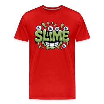 Schleim mit Augen und breitem Grinsen - Männer Premium Bio T-Shirt - Rot - Vorne - Damien (186cm)