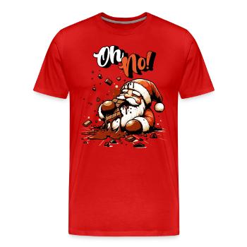 Oh No! Schöne Bescherung für Schokoladen- Fans - Männer Premium Bio T-Shirt - Rot - Vorne - Damien (186cm)