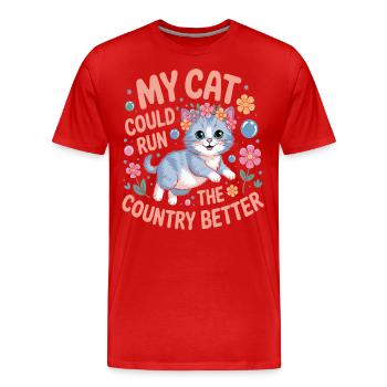 Mon Chat Gouvernerait Mieux Le Pays - T-shirt bio Premium Homme - rouge - Devant - Damien (186cm)
