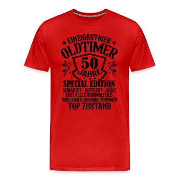 50. Geburtstag Mann Männer 50 Jahre Geschenk - Männer Premium Bio T-Shirt - Rot - Vorne - Damien (186cm)
