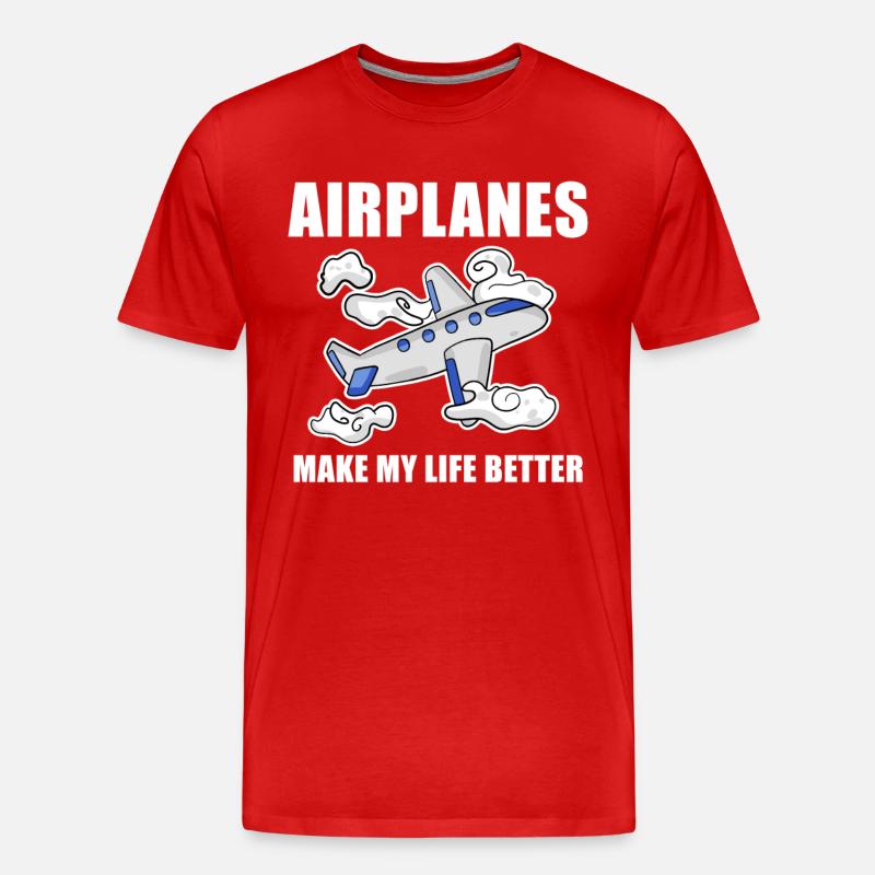 Flugzeug - Männer Premium Bio T-Shirt - Rot