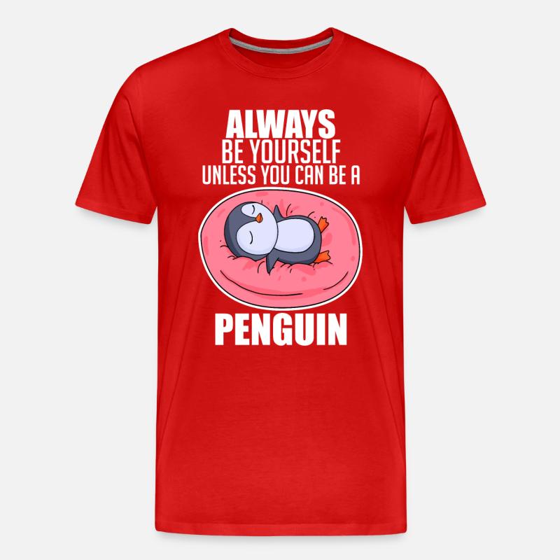 Pinguin Pinguine - Männer Premium Bio T-Shirt - Rot