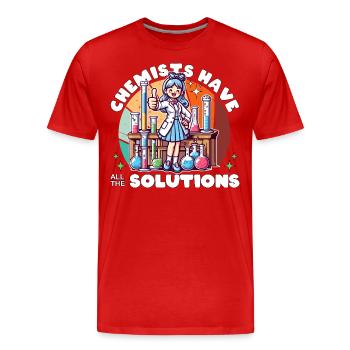 CHEMISTS HAVE ALL THE SOLUTIONS - Men's Premium Organic T-Shirt - red - Front - Damien (186cm)