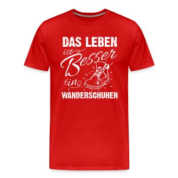 Leben Besser in Wanderschuhen - (W) - Männer Premium Bio T-Shirt - Rot - Vorne - Damien (186cm)