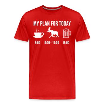 Funny Canada Moose Hunting Moose Hunter Hunting My Plan - Men's Premium Organic T-Shirt - red - Front - Damien (186cm)