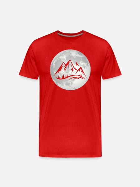 Full Moon - Mountain - - Men's Premium Organic T-Shirt - red