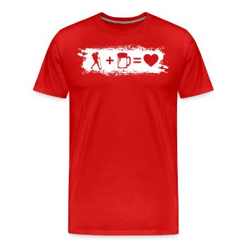 Grunge Rechteck - Herz - Bier - Weiblich Wandern - - Männer Premium Bio T-Shirt - Rot - Vorne - Damien (186cm)