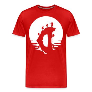 Cercle et réflexion - Escalade - - T-shirt bio Premium Homme - rouge - Devant - Damien (186cm)