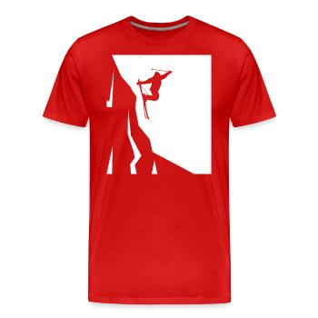 Skiing - (29) - Men's Premium Organic T-Shirt - red - Front - Damien (186cm)