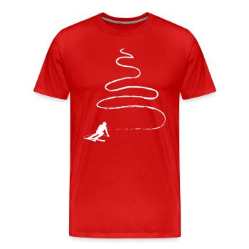 Curve Line - Skiing - (6) - Men's Premium Organic T-Shirt - red - Front - Damien (186cm)