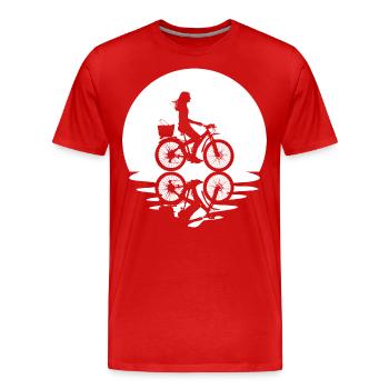 Cercle et réflexion - Frau Radfahren - - T-shirt bio Premium Homme - rouge - Devant - Damien (186cm)