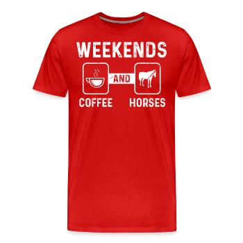 Week-ends café et chevaux - T-shirt bio Premium Homme - rouge - Devant - Damien (186cm)