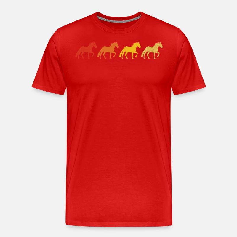 Retro-Pferde - Männer Premium Bio T-Shirt - Rot
