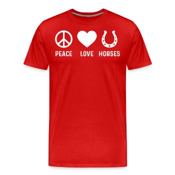 Chevaux d’amour de paix - T-shirt bio Premium Homme - rouge - Devant - Damien (186cm)