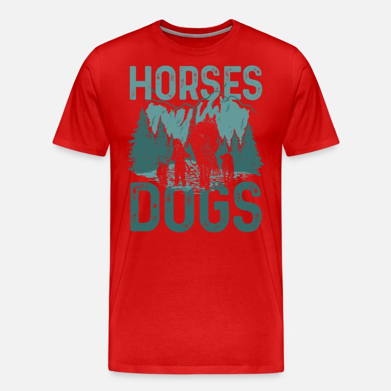 Pferde Hunde - Männer Premium Bio T-Shirt - Rot